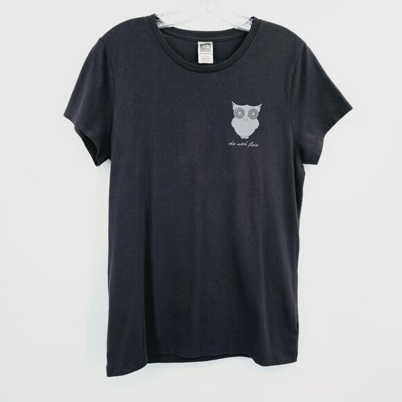 The North Face Tee L Black Short Sleeve Burnout Owl Mandala Graphic Lightweight - Picture 1 of 11